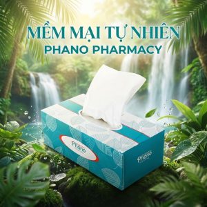 In logo miễn phí trên hộp khăn giấy cho nhà thuốc Phano Pharmacy