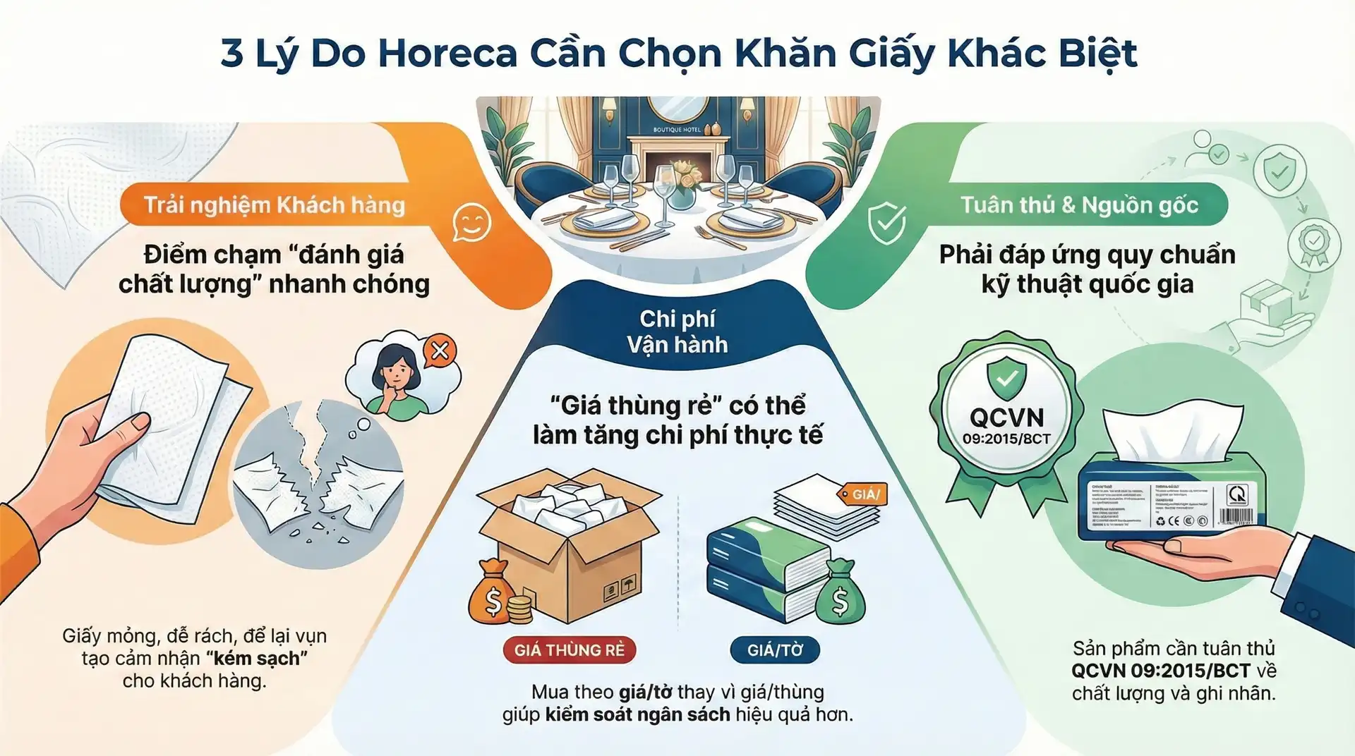 Lý do tại sao các đơn vị Horeca nên sử dụng khăn giấy tại đơn vị