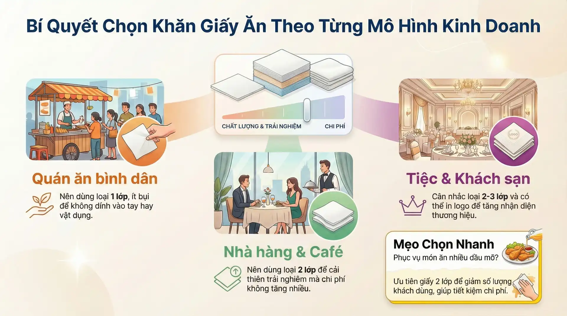 Bí quyết chọn khăn giấy cho nhà hàng khách sạn