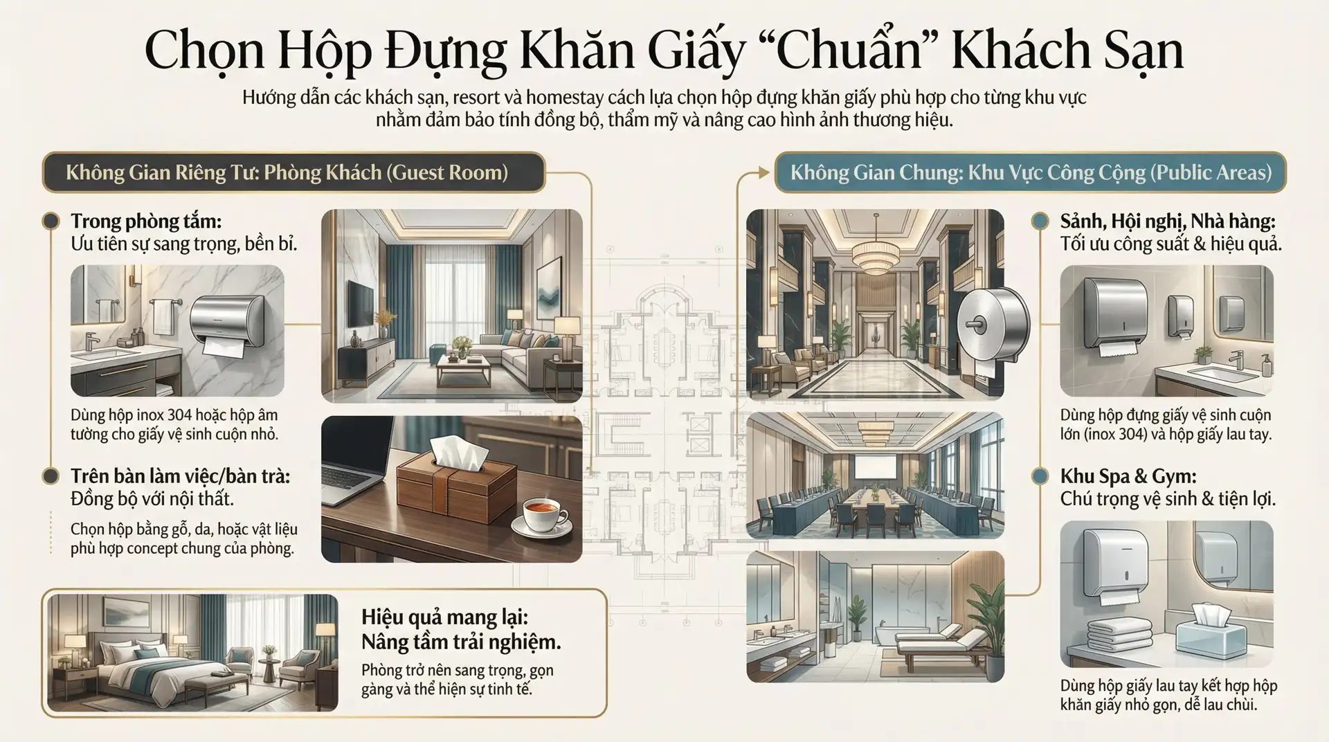 Chọn hộp đựng khăn giấy chuẩn khách sạn