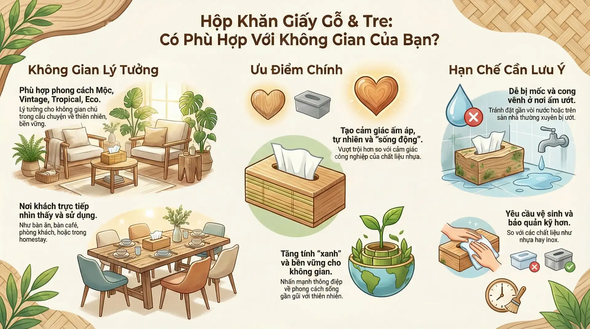 Hộp đựng giấy ăn để bàn - có phù hợp với không gian của bạn?