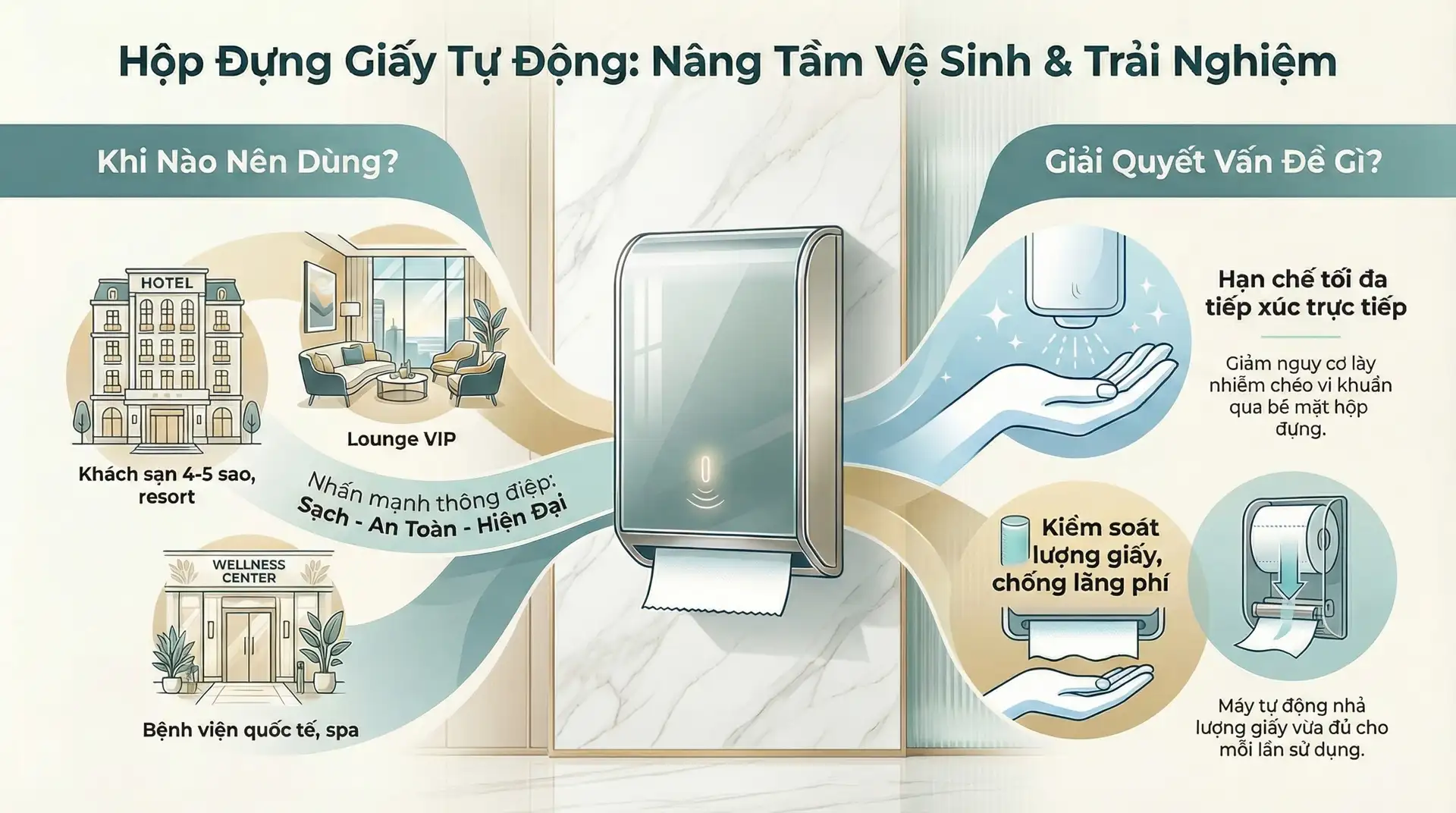Hộp đựng giấy tự động - nâng tầm vệ sinh và trải nghiệm