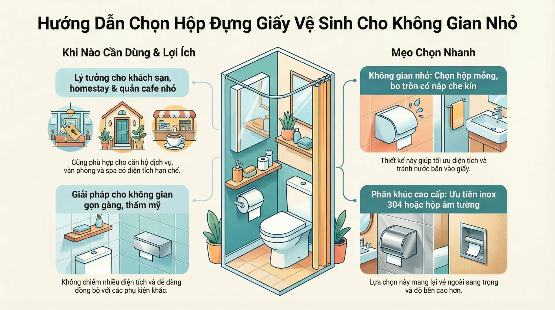 Cách lựa chọn hộp đựng giấy vệ sinh cho không gian nhỏ