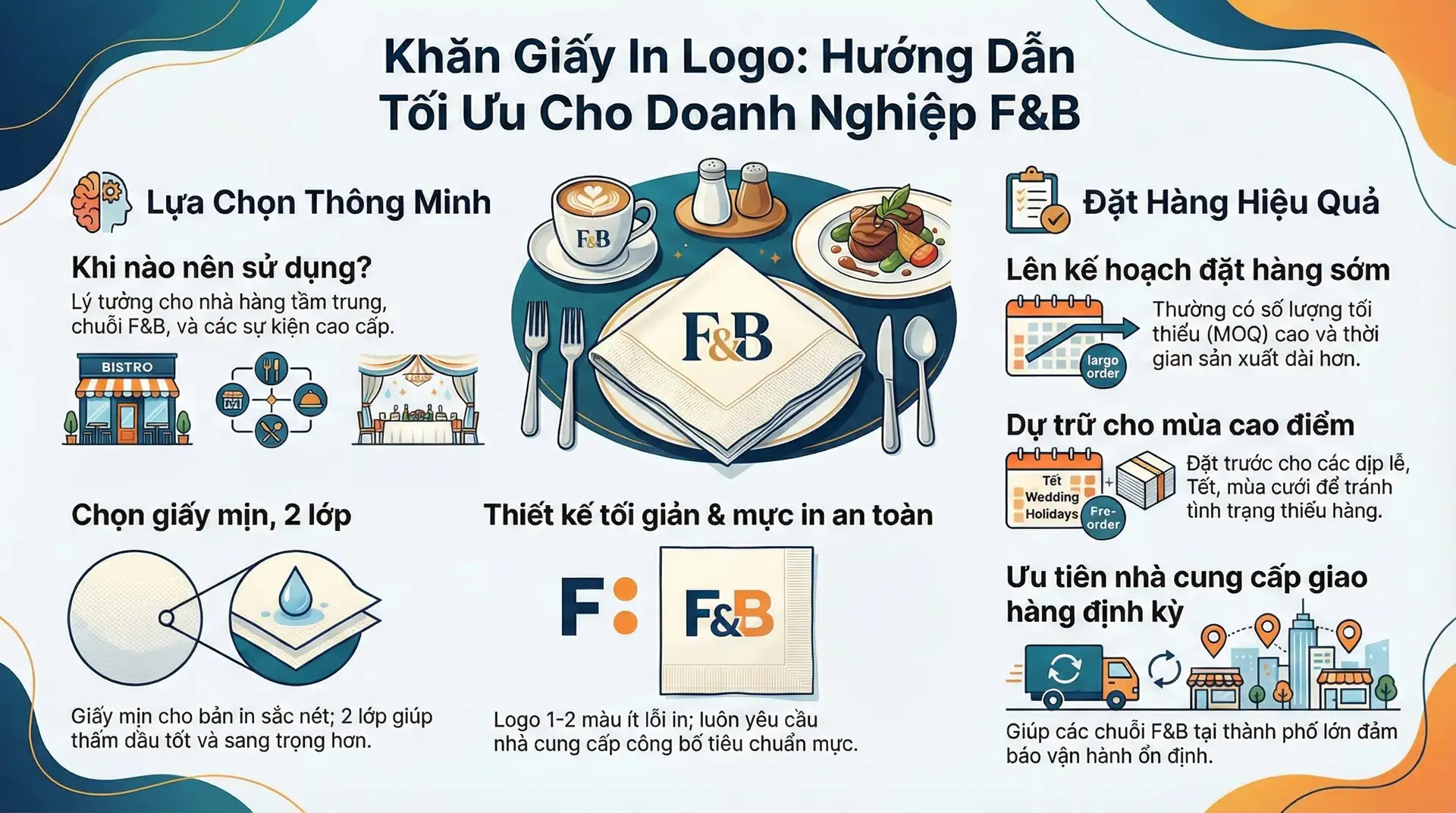In logo trên khăn giấy ăn giúp quảng bá thương hiệu với khách hàng
