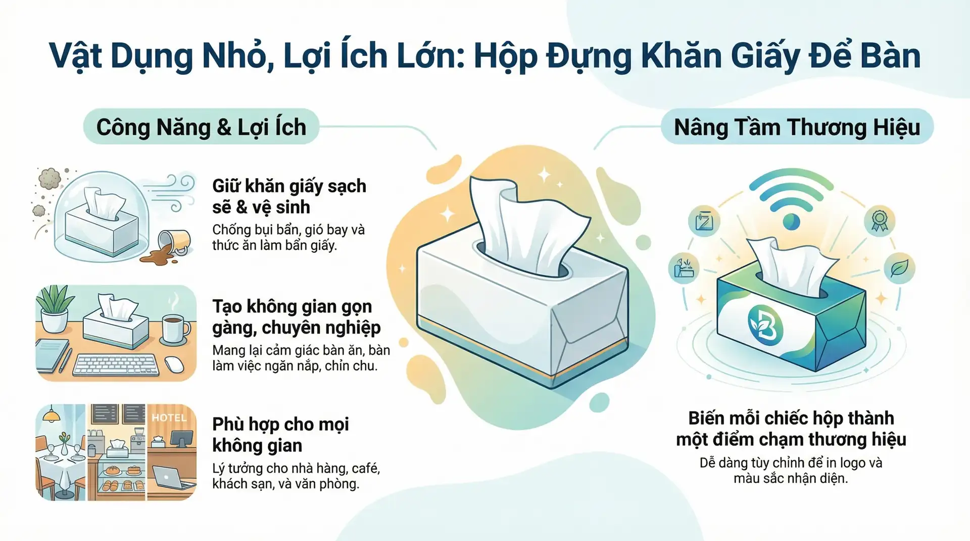 Hộp đựng giấy ăn để bàn - tiện lợi đẳng cấp nâng tầm trải nghiệm