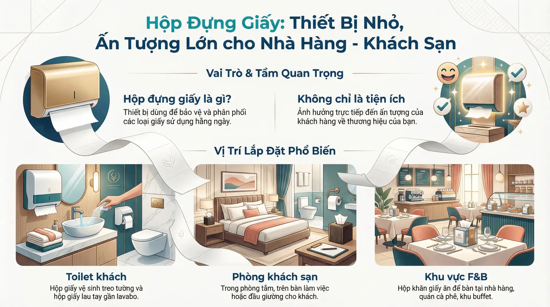 Hộp đựng giấy - thiết bị nhỏ ấn tượng lớn cho nhà hàng khách sạn