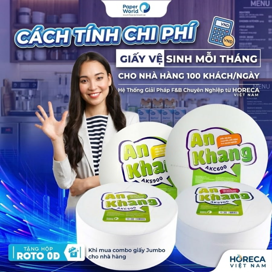Cách tính chi phí giấy vệ sinh mỗi tháng cho nhà hàng 100 khách mỗi ngày