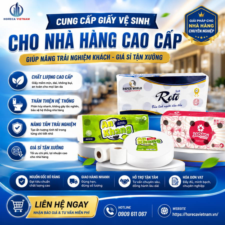 Cung cấp giấy vệ sinh cho nhà hàng uy tín giá sỉ tận xưởng tại Horeca Việt Nam